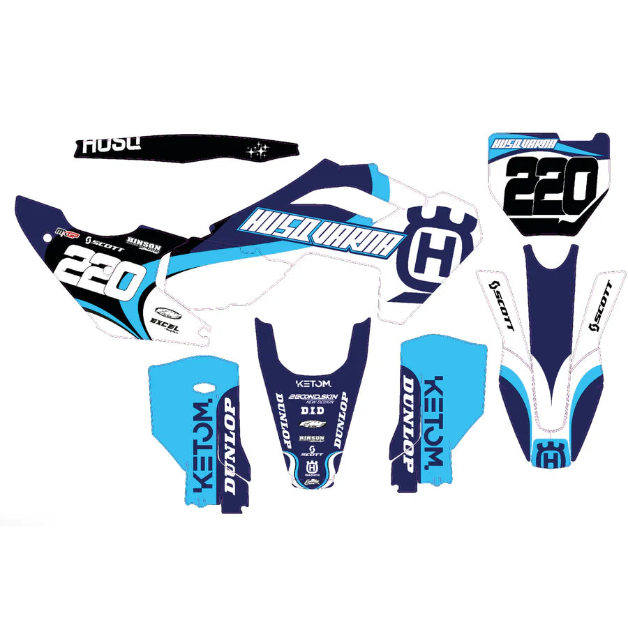 KIT DÉCO SEMI-PERSO HUSQVARNA BLANC ET BLEU