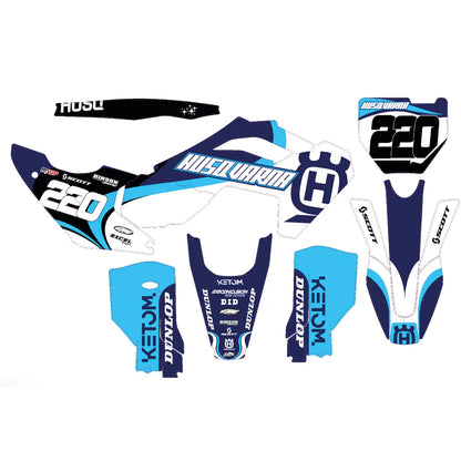 KIT DÉCO SEMI-PERSO HUSQVARNA BLANC ET BLEU