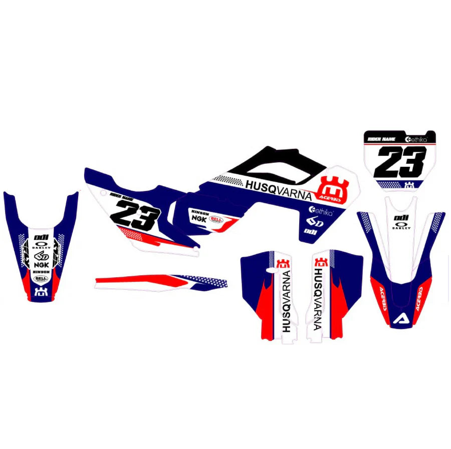 KIT DÉCO SEMI-PERSO HUSQVARNA ROUGE ET BLEU